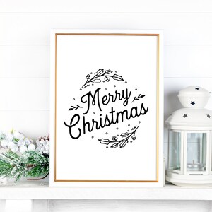 Merry Christmas Printable Sign: Farmhouse Holiday Decor (Digital Download)