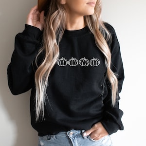 Pumpkin Outline Embroidered Sweatshirt | Pumpkin Pullover | Simple Fall Pumpkin Crewneck | Minimal Pumpkin Sweater | Thanksgiving