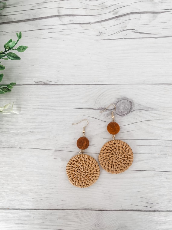Rattan earrings deals