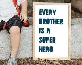 Superhero Brother Quote Print | Kids Room Wall Art (Digital Download)