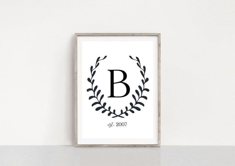 Last Name Monogram Print | Established Sign | Family Name Print | Home ...