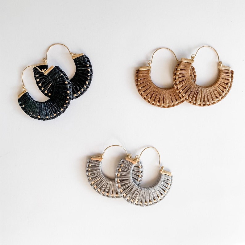 Threaded Hoop Earrings String Jewelry Thread Wrapped Etsy