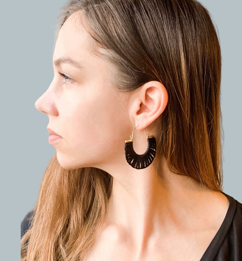 Threaded Hoop Earrings String Jewelry Thread Wrapped Etsy