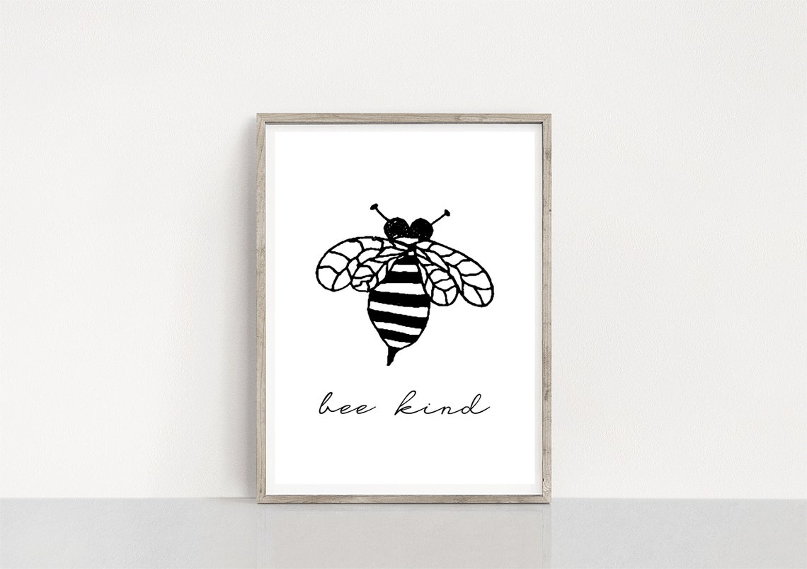 Bee Kind Print Printable Wall Art Be Kind Poster Kids | Etsy