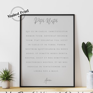 Pater Noster Poster, Das Vaterunser in lateinischer Schrift, katholische Wandkunst, lateinisches Gebetsplakat, christlich-religiöses Dekor