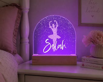 Personalized Ballerina Acrylic Night Light / Custom Name LED Plaque / Dance Gift for Girls / Color Changing Ballet Lamp / Recital Gift