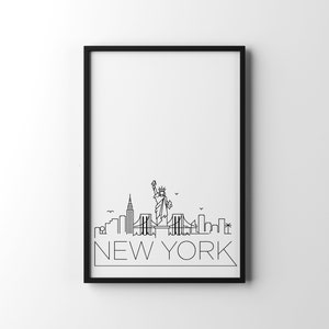 New York Skyline Printable Poster City Skyline Art Manhattan Big Apple ...