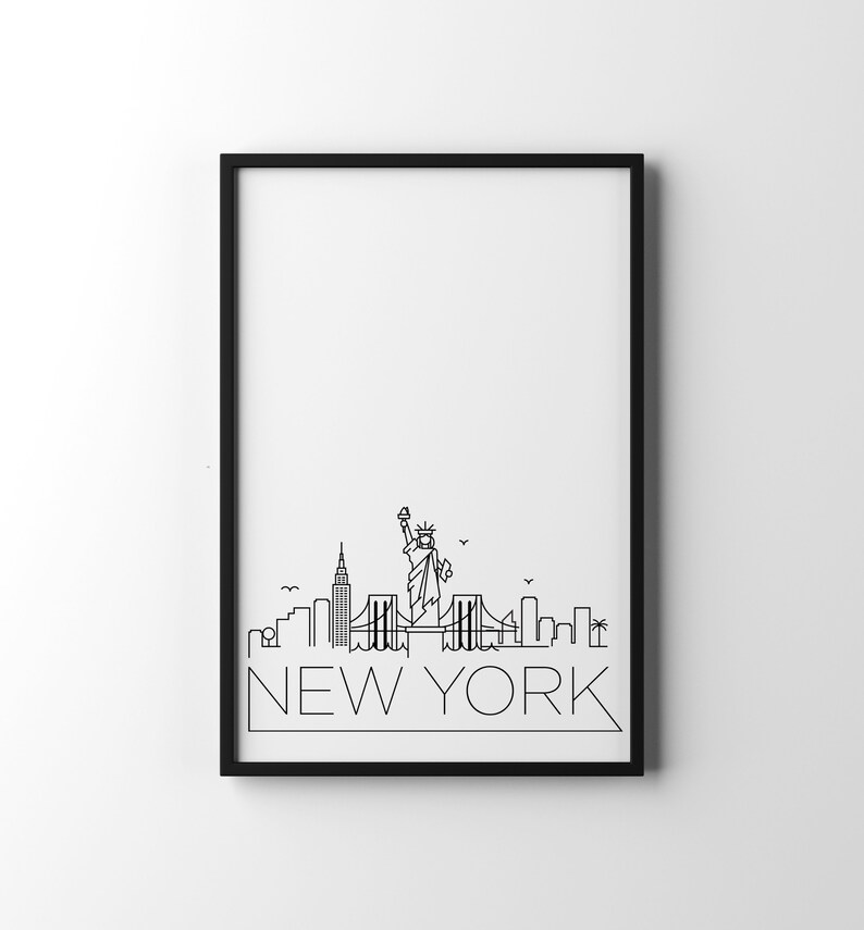 New York Skyline Printable Poster City Skyline Art - Etsy