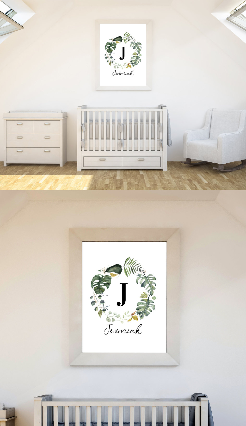 Custom Monogram Print Boy Monogram Print Tropical Wreath | Etsy