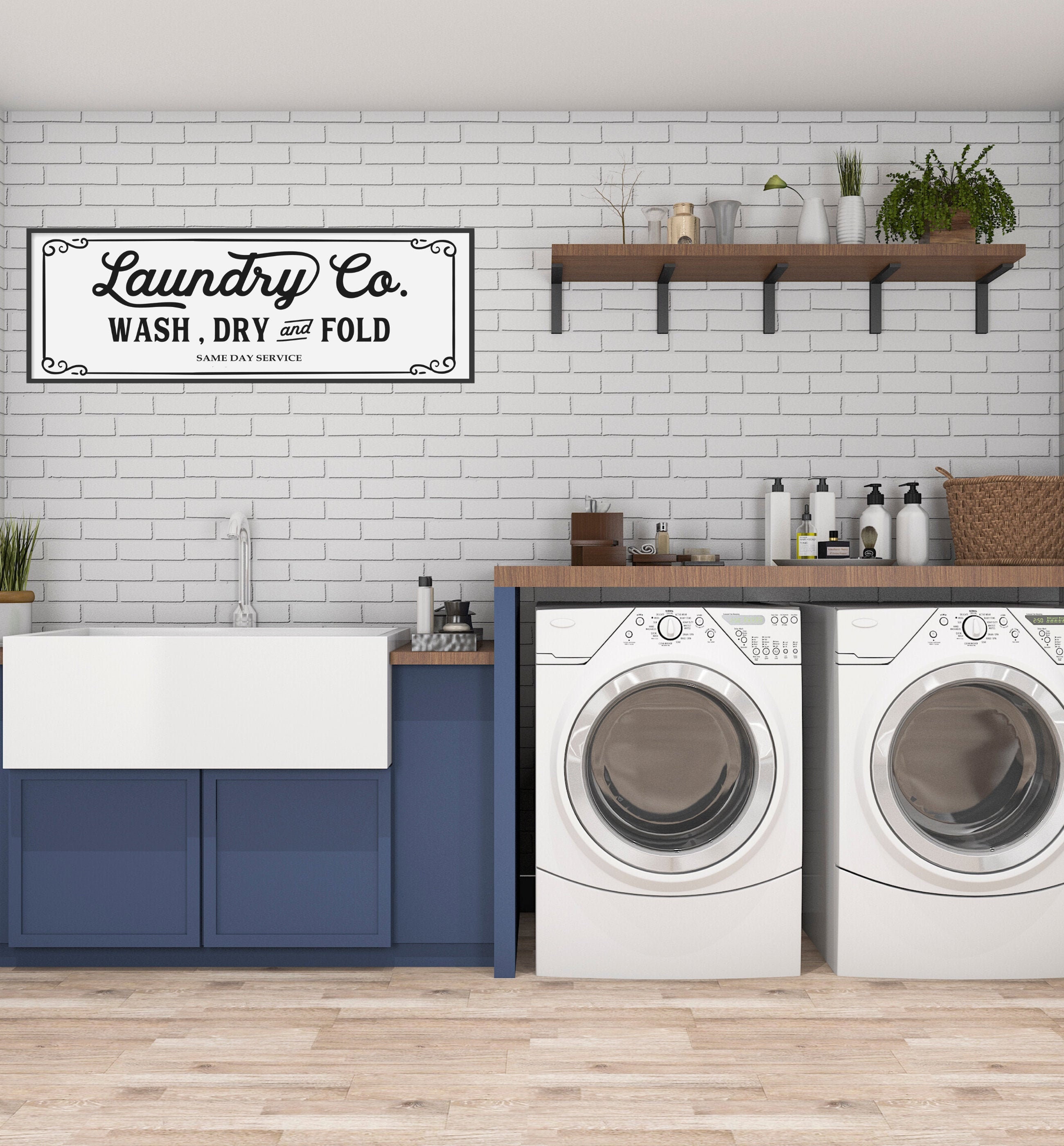 Laundry Co. Wash Dry and Fold Laundry Room Sign Laundry Etsy