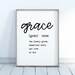 Grace Definition Print Printable Wall Art Minimal Print Grace Print ...