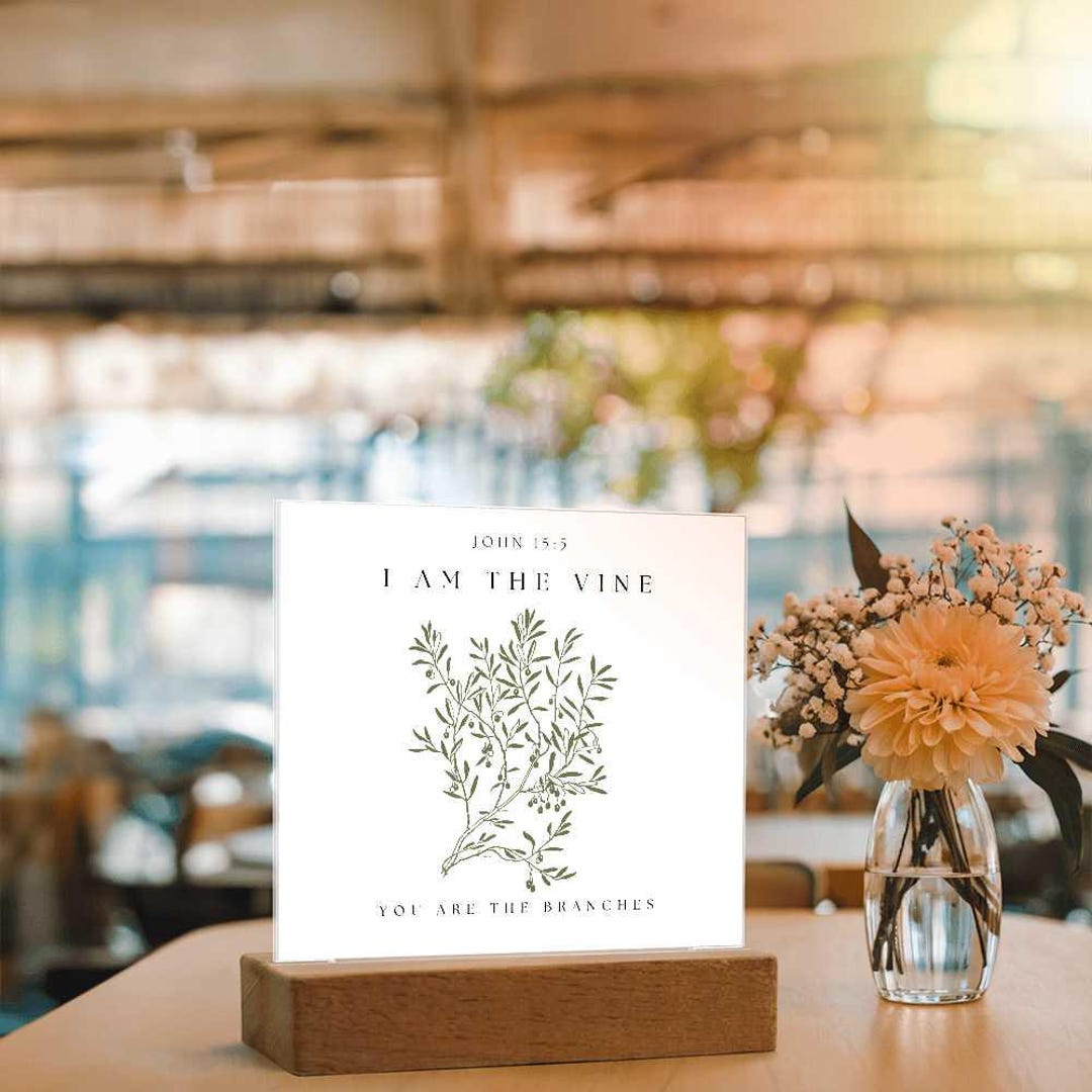 I Am the Vine Acrylic Bible Verse Sign – John 15:5 Christian Desk Decor ...