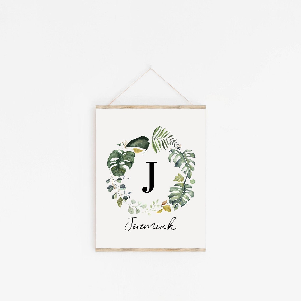 Custom Monogram Print Boy Monogram Print Tropical Wreath | Etsy