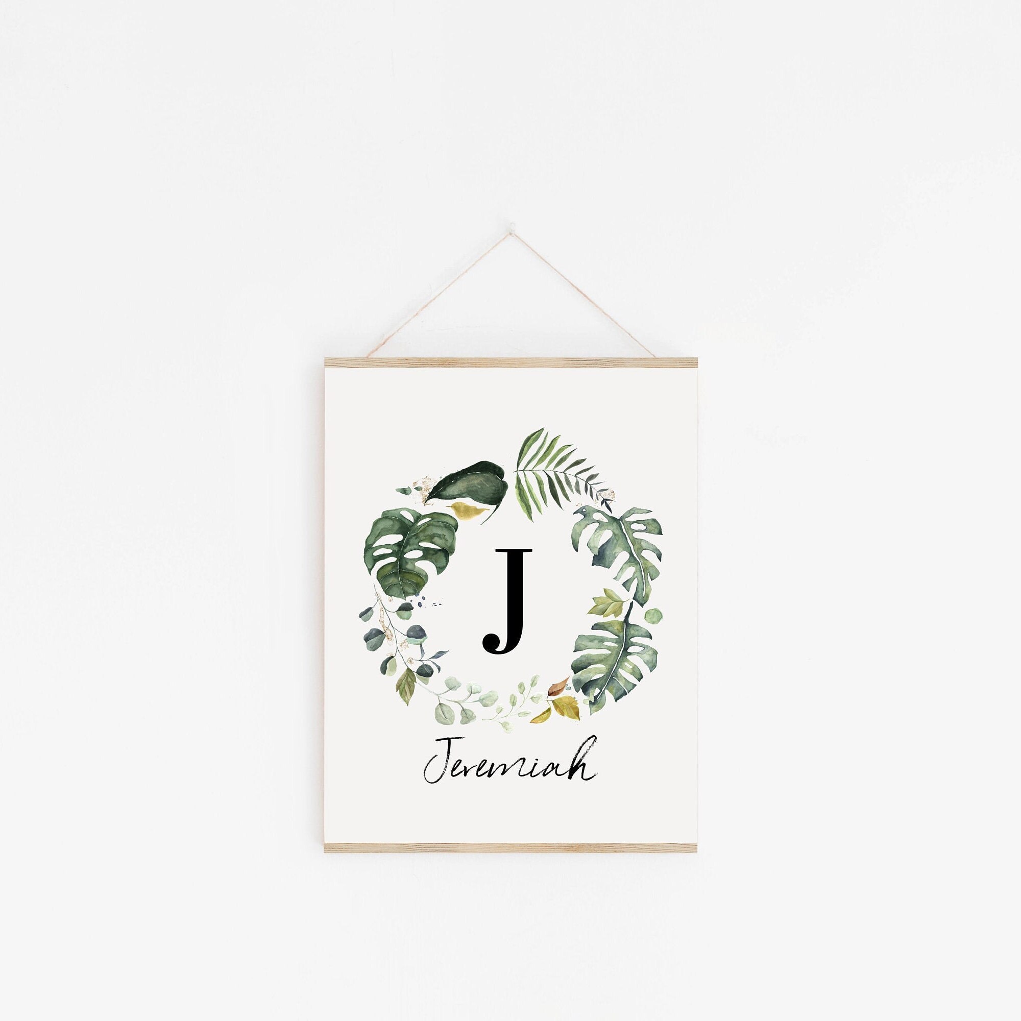 Custom Monogram Print Boy Monogram Print Tropical Wreath | Etsy
