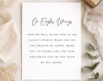 On Eagle's Wings Scripture Print | Framed Christian Wall Art | Inspirational Bible Verse Poster | Housewarming Gift