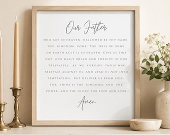 Lord's Prayer Print / Our Father Wall Art / Christian Scripture Poster / Faith Home Decor Gift