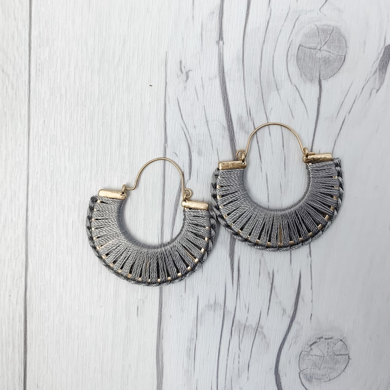 Threaded Hoop Earrings String Jewelry Thread Wrapped Etsy