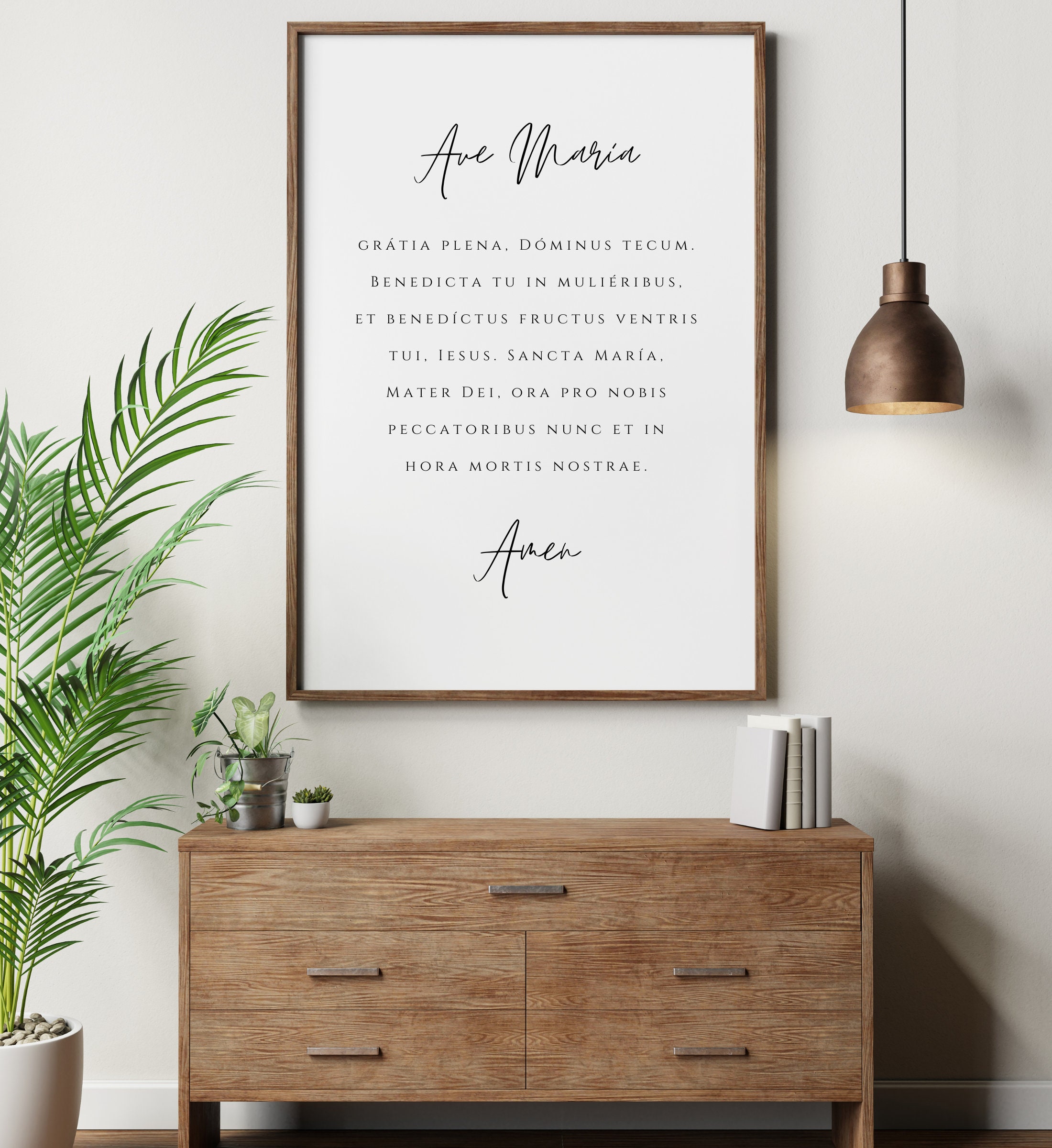 Ave Maria Prayer Print | Hail Mary Latin Wall Art | Catholic Wall Decor ...