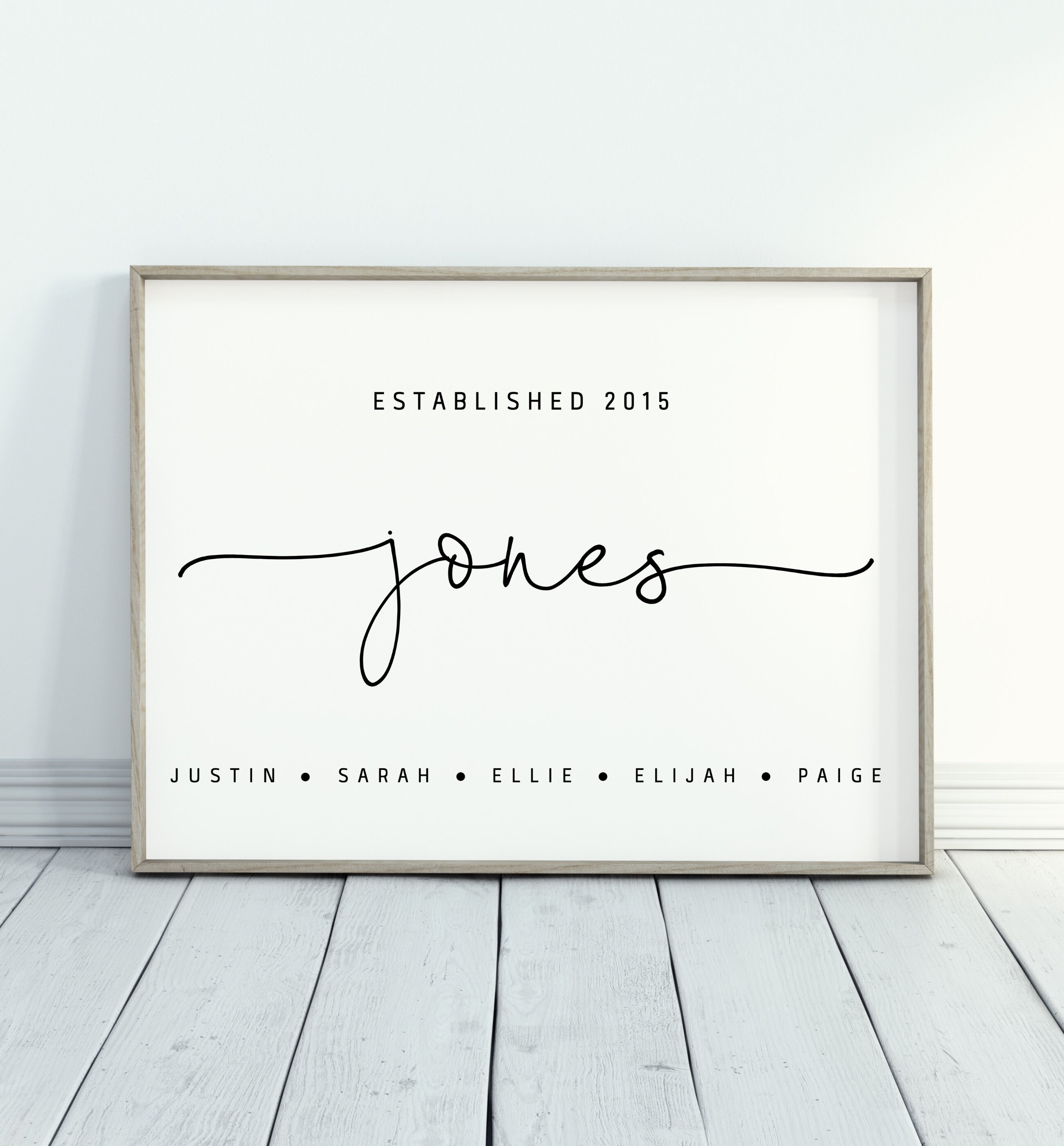 Script Family Name Sign Family Name Established Sign | Last Name Sign | Farmhouse Instant ...
