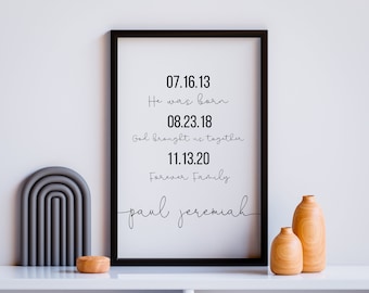 Póster enmarcado de regalo de adopción: arte mural con frase "Familia para siempre", regalo del Día de la Adopción, impresión "La familia es elegida", decoración de recuerdo de adopción