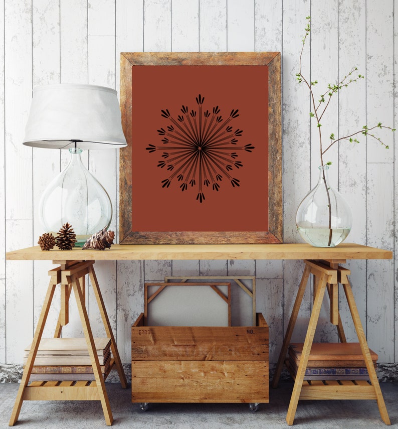 Sunburst Art Print Printable Wall Art Rust Color Wall Art Etsy