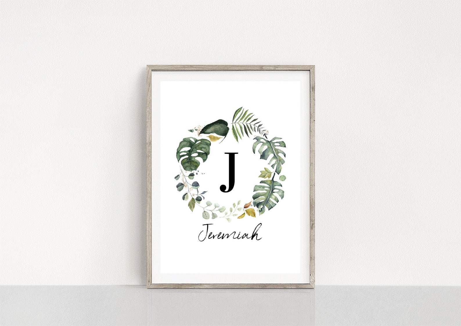 Custom Monogram Print Boy Monogram Print Tropical Wreath | Etsy