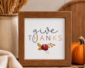 Lámina decorativa de Acción de Gracias para pared, decoración otoñal para dar gracias, lámina de gratitud otoñal para comedor, estante o repisa de chimenea.