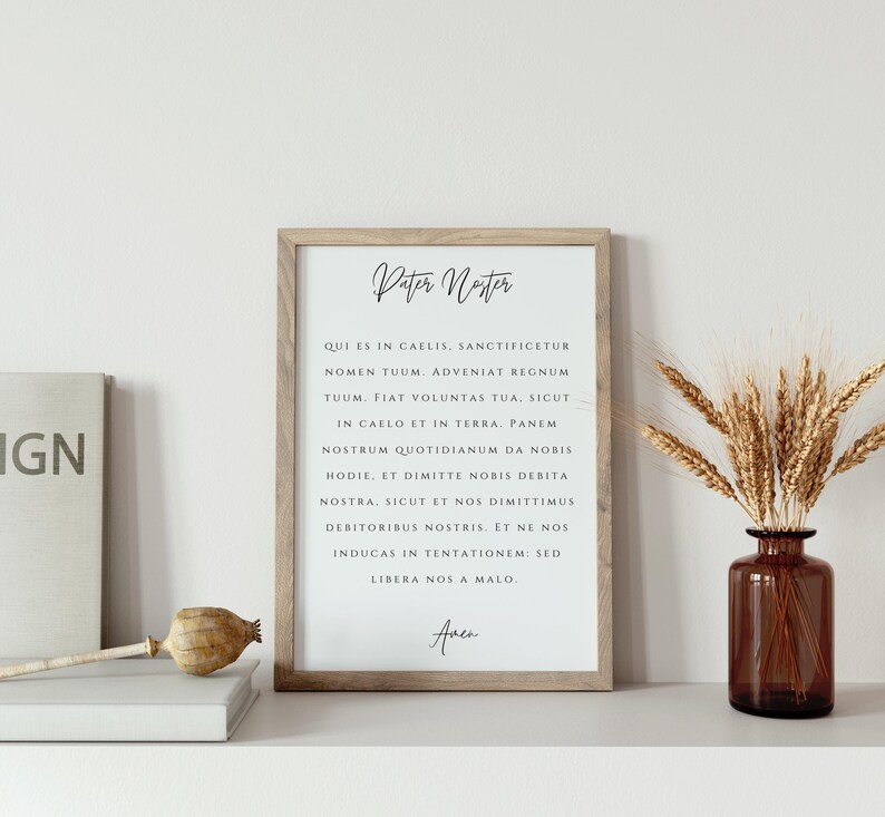 Pater Noster Poster, the Lord’s Prayer in Latin Print, Catholic Wall ...