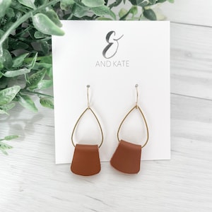 Delicate Teardrop Folded Leather Earrings | Boho Gold Hoops | Teardrop Hoops | Gold and Leather