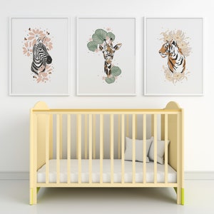 Jungle Animals Art Print Set | Printable Nursery Wall Art | Tropical ...