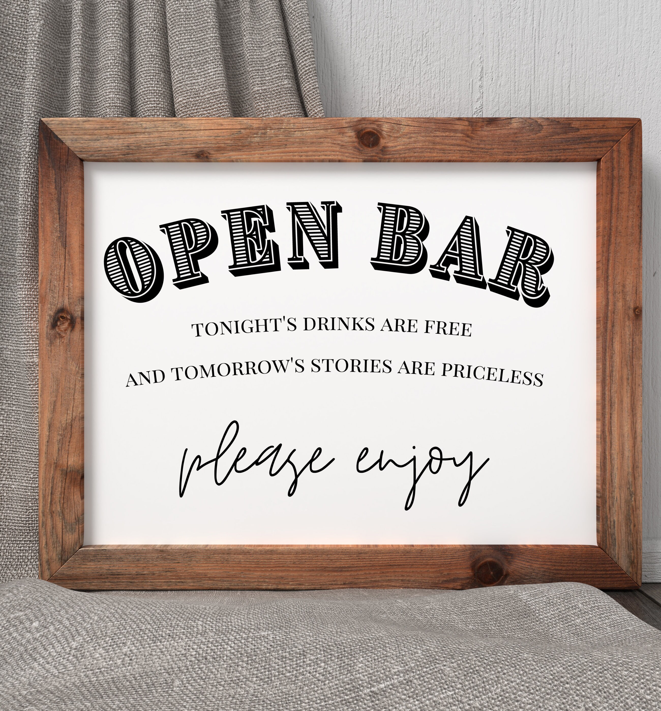 Open Bar Printable Poster Funny Open Bar Sign Instant Etsy