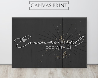 Canvastavla Emmanuel Gud med oss | Julväggkonst | Hymnskylt | O kom Emmanuel | Juldekor | Canvastavla 16x20, 18x24, 24x36