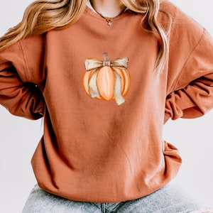 Cozy Fall Pumpkin Crewneck | Cute Pumpkin and Bow | Comfort Colors Fall Crewneck