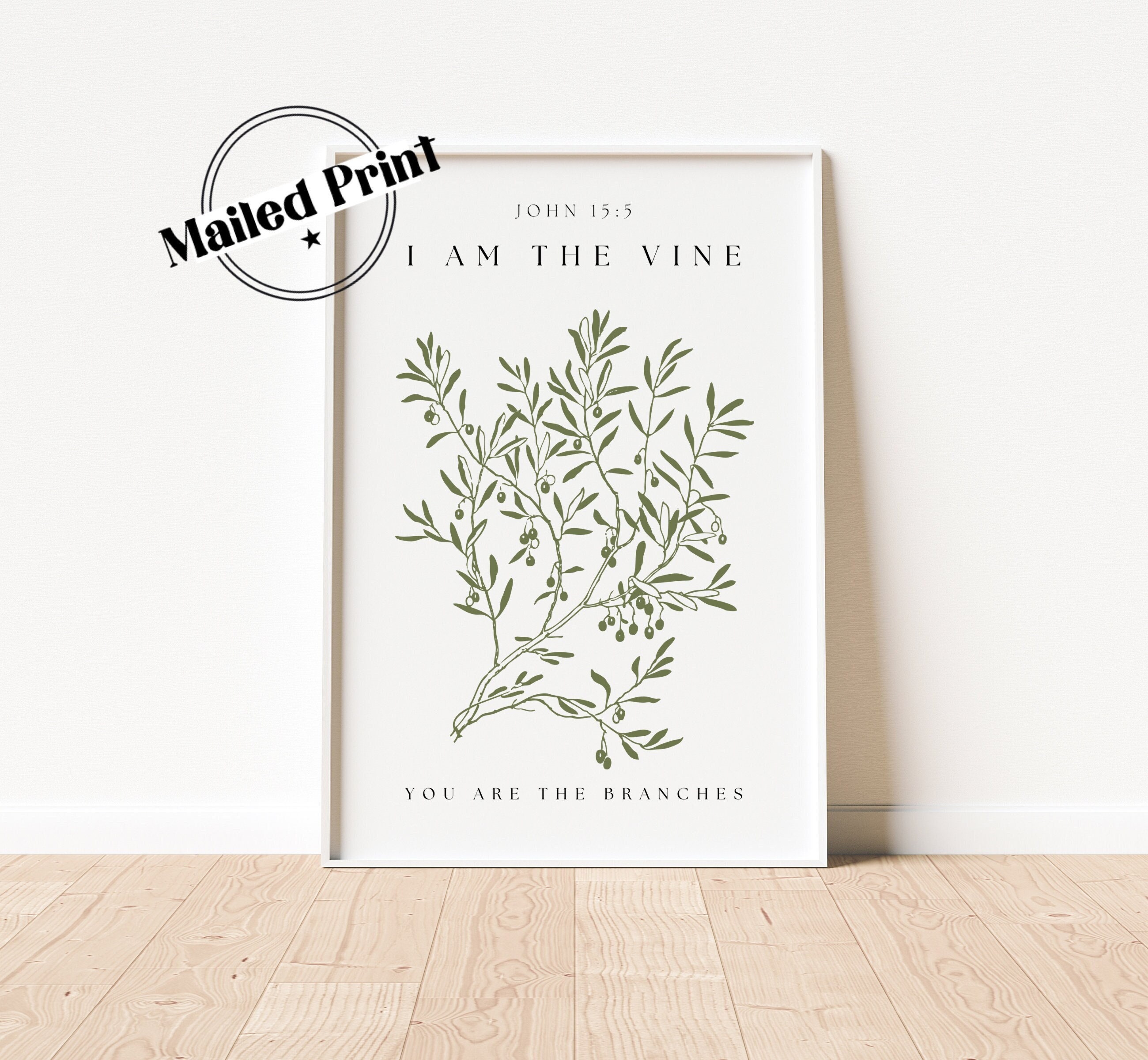 Modern Poster Scripture Art I Am The Vine You Are The Branches Wall Art John 15:5, Scripture Art, Bible Verse Wall Art