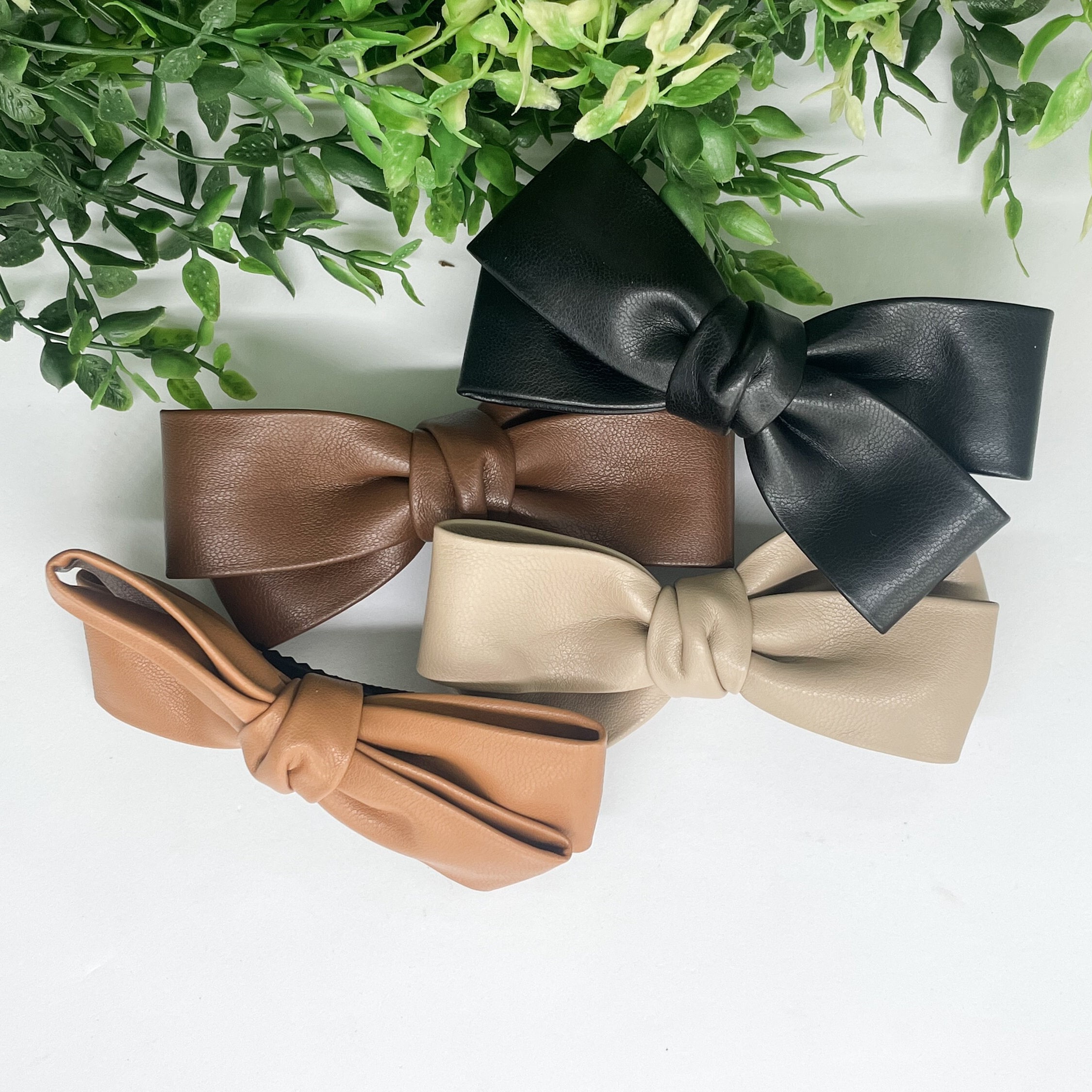 Faux Leather Bow Hair Barrette Women Hair Accessory, Women Hair