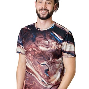 Landschaft Kleidung - visionäre Kunst T-shirt - Natur Kleidung - Herren Yoga Shirts - Festival T-shirt - Satelliten-Bild - Karte - Dasht-e Kavir