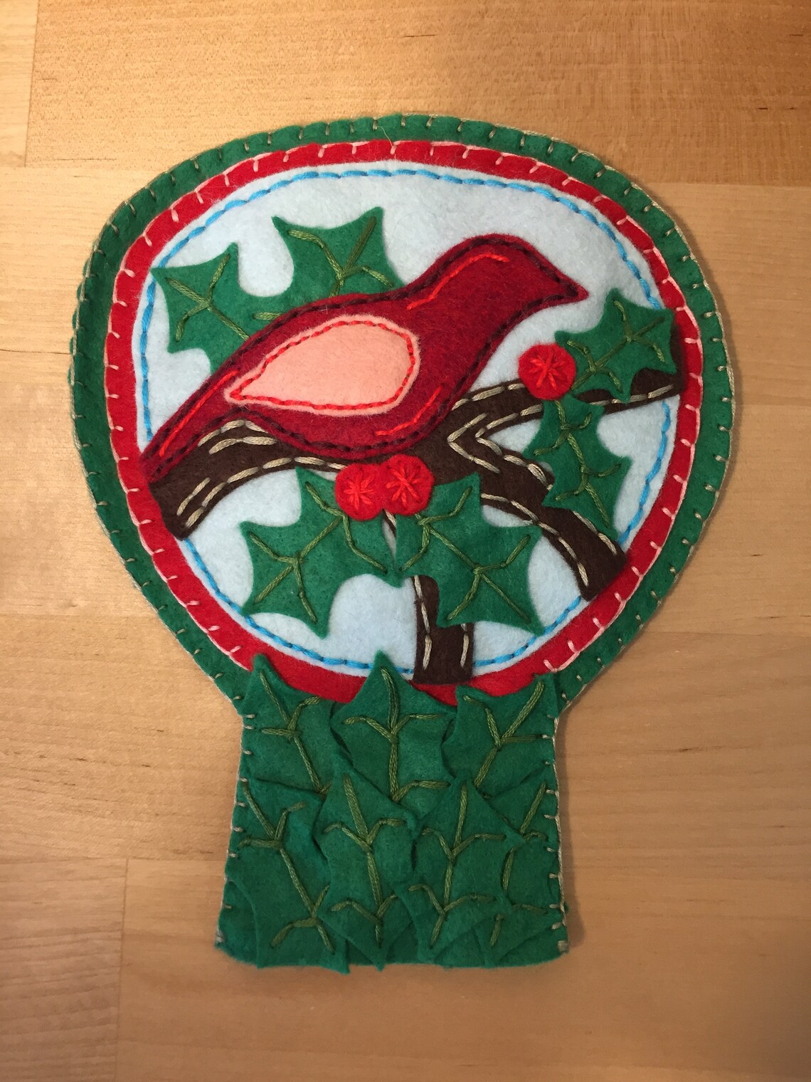 Wool Felt Christmas Tree Topper Bird & Holly Christmas Tree Etsy