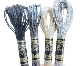 4x DMC Light Effects, Metallic Floss, Dmc Embroidery Threads, Dmc Mouliné Light Effects, Dmc Embroidery Floss, Dmc Floss, DMC Metallic Floss