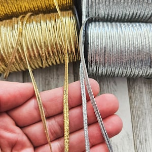 5 yards de cordon de soutache doré ou argenté 3 mm/cordon de soutache or/cordons de bijoux/fournitures de soutache/bijoux de soutache/tresse de soutache