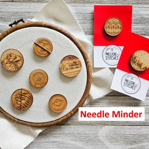 Wooden Needle Minder, Needle Minder Magnets, Cross Stitch Needle Minder, Embroidery Accessory, Magnet to Hold Needle, Needle Keeper