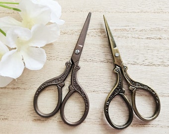 Small Embroidery Scissors - Bronze or Brown/ Cross Stitch Scissors/ Needlework Scissors