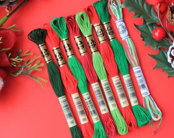 Juego de 8 madejas DMC NAVIDAD, hilo de bordar de 6 hebras, hilo de algodón para punto de cruz, hilo de bordar, hilo de bordar, DMC #4520, hilo DMC