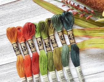 8x Fall DMC Flosses, Dmc Threads, DMC Kit, Dmc Set of Colors, Dmc Cotton Floss, Dmc Embroidery Floss, GreenThreads, Cross Stitch Floss