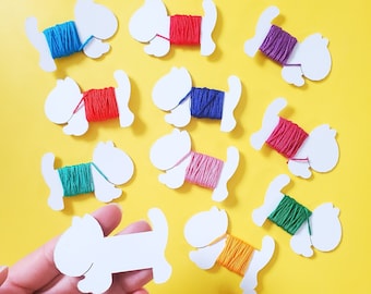 Embroidery Floss Bobbins, Plastic Dog Shaped Thread Organizer (Set of 10)