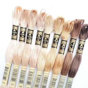 9x SKIN Colors DMC Flosses, Dmc Threads, DMC Kit,Dmc Set of Colors, Dmc Cotton Floss,Dmc Embroidery Floss, Beige Threads, Cross Stitch Floss