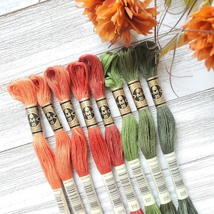 8x Fall DMC Flosses, Dmc Threads, DMC Kit, Dmc Set of Colors, Dmc Cotton Floss, Dmc Embroidery Floss, GreenThreads, Cross Stitch Floss