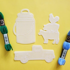 3x formes de toile à l'aiguille/toile en plastique de cactus au point de croix/toile en plastique d'abeille/point d'aiguille pour les enfants/toile en plastique