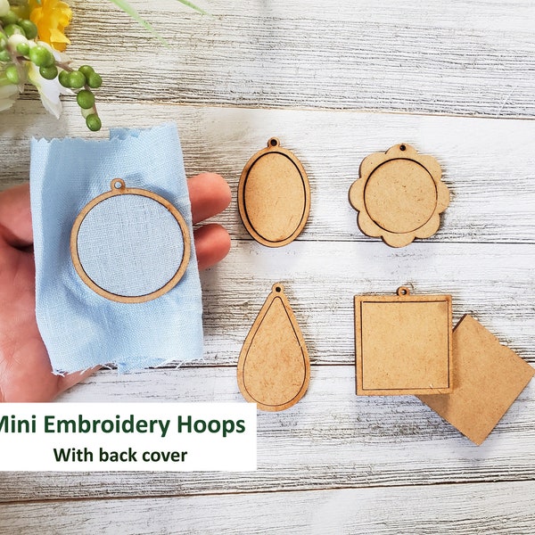 1x Mini Embroidery Hoops with Back Cover, Small Hoops, Small Hoops for Necklaces, Mini Hoops Pendants, Mini Round Wooden Hoop