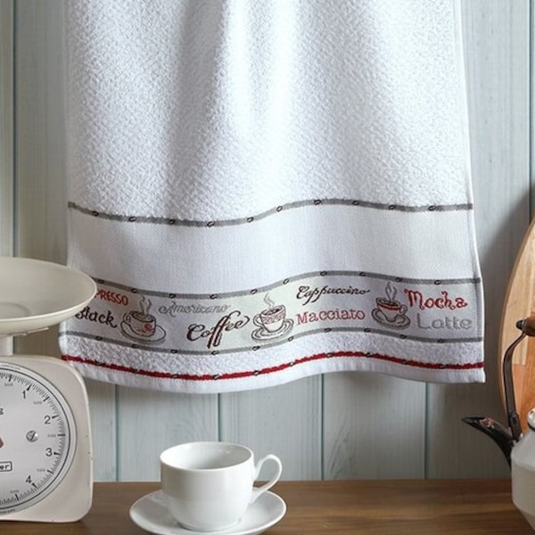 Torchon de cuisine au point de croix (45 cm x 70 cm) 14 unités, couleur Blanc par Dolher Vigo/AIDA Serviette de bain, serviette à point de croix, torchon de cuisine blanc