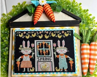Cross Stitch Pattern &quot;ADOORables - Spring Bunnies&quot; by By Stitching with the Housewives/ Physical Pattern/ Bunnies Pattern/ Easter Pattern